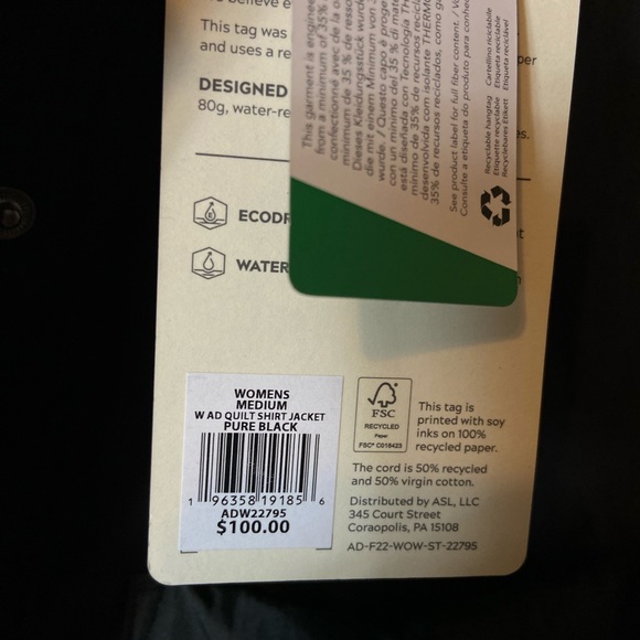 Alpine Design quilt shirt jacket Pure Black Eco dry women’s medium NWT $100 Ski - Picture 8 of 9